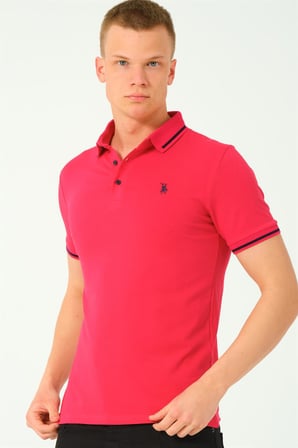 T8586 DEWBERRY ERKEK POLO YAKA T-SHIRT-FUŞYA-2