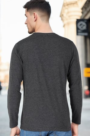 T8587 DEWBERRY V YAKA ERKEK UZUN KOL T-SHIRT-ANTRASİT-1