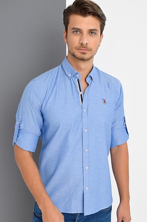 Dewberry Erkek Gömlek Saks G974 | Günlük ve Ofis Giyimi, Jean, Chino ve Kumaş Pantolon Kombinleri, Ceket ve Blazer Altına Smart Casual Stil, İşten Hafta Sonuna Şehir Gardırobu, Arkadaş Buluşmaları ve Akşam Yemeği, Loafer veya Sneaker ile Kombinleme