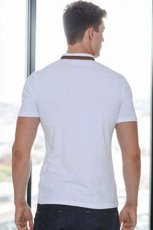 T9571 DEWBERRY FERMUARLI ERKEK T-SHIRT-BEYAZ