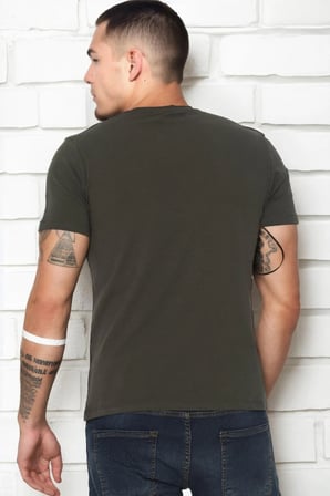 T9568 DEWBERRY V YAKA ERKEK T-SHIRT-HAKİ