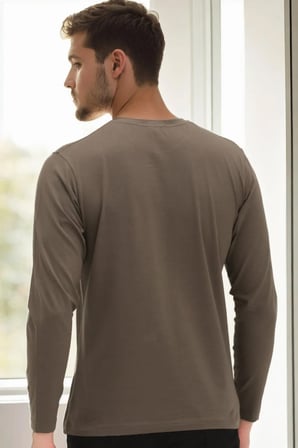 T9588 DEWBERRY BİSİKLET YAKA UZUN KOL T-SHIRT-HAKİ