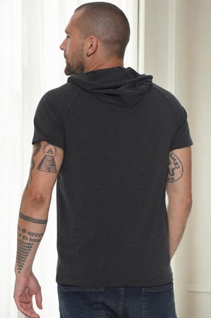 T9570 DEWBERRY KAPŞONLU ERKEK T-SHIRT-ANTRASİT