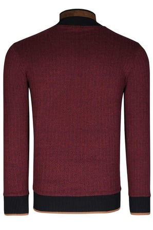 9039 DEWBERRY ERKEK SWEATSHIRT-DESENLİ BORDO