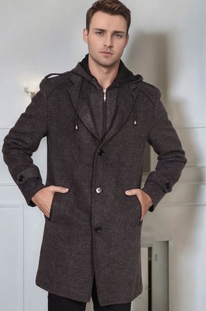 PLT9401 DEWBERRY ERKEK PALTO-DESENLİ ANTRASİT