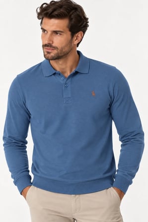 V9007 DEWBERRY ERKEK SWEATSHIRT-DÜZ İNDİGO
