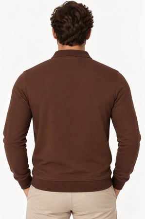 V9007 DEWBERRY ERKEK SWEATSHIRT-DÜZ KAHVE