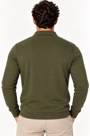 V9007 DEWBERRY ERKEK SWEATSHIRT-DÜZ HAKİ