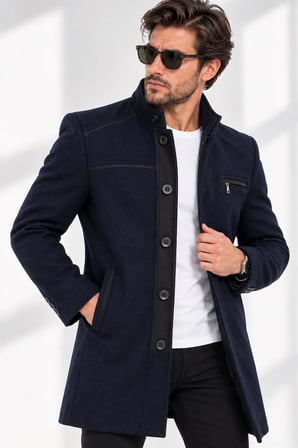 Dewberry Erkek Palto Lacivert PLT8369 | Günlük Dış Giyim ve Şehir Stili, Kazak ve Gömlek Üzerine Katmanlı Kullanım, Jean ve Kumaş Pantolon Kombinleri, Ofis, Hafta Sonu ve Akşam Buluşmaları, Seyahat ve Mevsim Geçişi Gardırobu, Günlük Stil