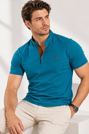T9560 DEWBERRY T-SHIRT-KOYU TURKUAZ-2