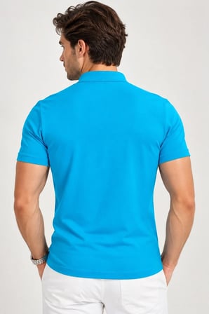 T9560 DEWBERRY T-SHIRT-TURKUAZ -1