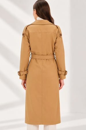 Z9737 DEWBERRY BAYAN TRENÇKOT-DÜZ CAMEL