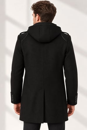 PLT9335 DEWBERRY ERKEK PALTO-SİYAH