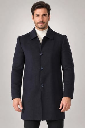 PLT9364 DEWBERRY ERKEK PALTO-DÜZ LACİVERT
