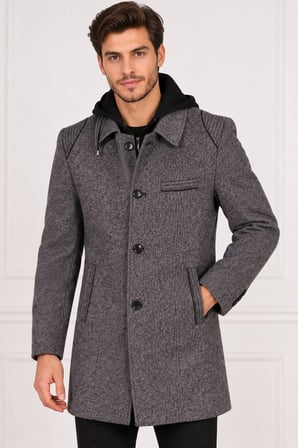 PLT9335 DEWBERRY ERKEK PALTO-DİAGONAL GRİ