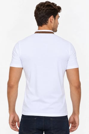 T9571 DEWBERRY FERMUARLI ERKEK T-SHIRT-BEYAZ OPTİK
