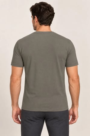 T9568 DEWBERRY V YAKA ERKEK T-SHIRT-HAKİ-1