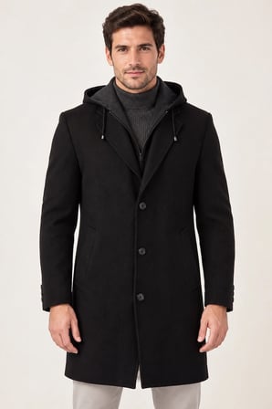 PLT9376 DEWBERRY ERKEK PALTO-SİYAH