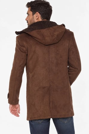 PLT9399 DEWBERRY SÜET GÖRÜNÜMLÜ ERKEK PALTO-AÇIK KAHVE