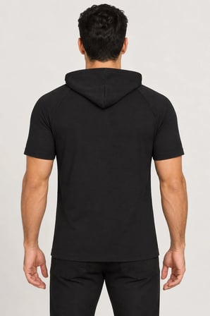 T9570 DEWBERRY KAPŞONLU ERKEK T-SHIRT-SİYAH-1