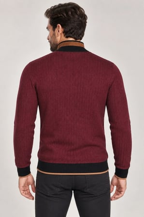 9039 DEWBERRY ERKEK SWEATSHIRT-DESENLİ BORDO-2