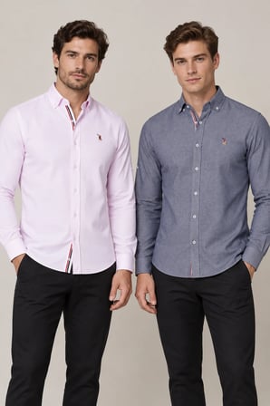 Dewberry Erkek Gömlek 2'li Set Kot Mavisi-Açık Pembe G674 | Günlük ve Ofis Giyimi, Jean, Chino ve Kumaş Pantolon Kombinleri, Ceket ve Blazer Altına Smart Casual Stil, İşten Hafta Sonuna Şehir Gardırobu, Arkadaş Buluşmaları ve Akşam Yemeği, Ofis Stili