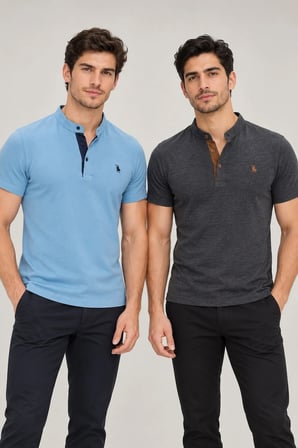 İKİLİ SET T8560 DEWBERRY ERKEK T-SHIRT-ANTRASİT-İNDİGO