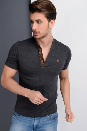 İKİLİ SET T8560 DEWBERRY ERKEK T-SHIRT-ANTRASİT-İNDİGO