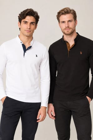 İKİLİ SET V4009 DEWBERRY ERKEK SWEATSHIRT-SİYAH-BEYAZ
