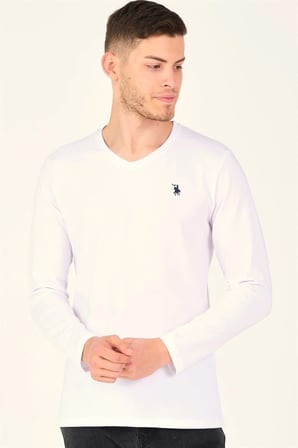 İKİLİ SET T8587 DEWBERRY V YAKA ERKEK SWEATSHIRT-SİYAH-BEYAZ