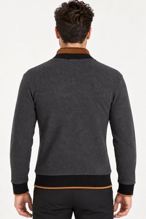 9021 DEWBERRY ERKEK SWEATSHIRT-DİAGONAL ANTRASİT-2