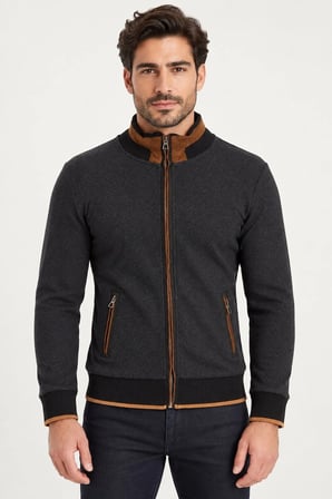 9021 DEWBERRY ERKEK SWEATSHIRT-BALIKSIRTI ANTRASİT-2