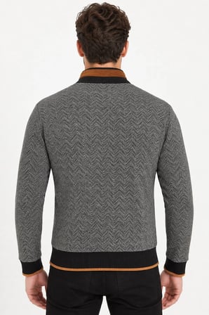 9021 DEWBERRY ERKEK SWEATSHIRT-BALIKSIRTI SİYAH-2