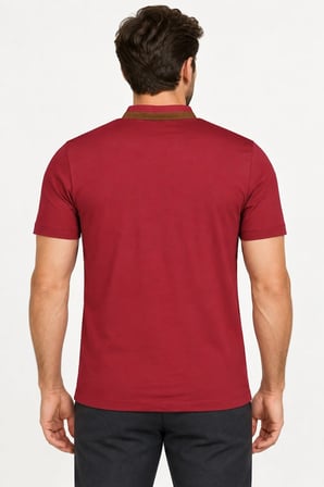 T9571 DEWBERRY FERMUARLI ERKEK T-SHIRT-BORDO-1