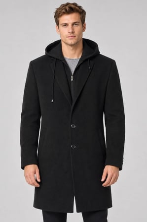 PLT9395 DEWBERRY BATTAL PALTO-SİYAH