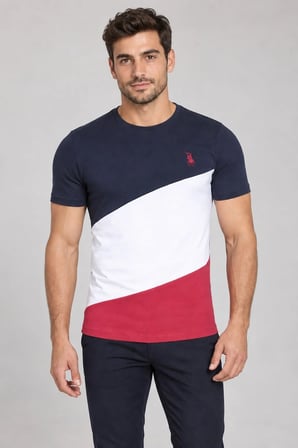 T8590 DEWBERRY ERKEK T-SHIRT-LACİVERT-1