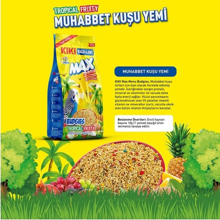 Kuş Max Menu Tropikal Meyveli Muhabbet Kuşu Yemi 500 Gr