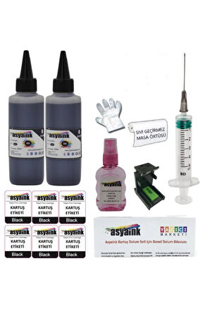 Hp 650 Uyumlu Siyah Kartuş Dolum Seti - 2x100ml Full Set