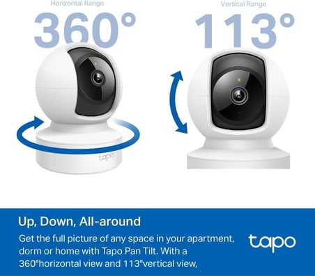 C202, 1080P Full HD, Hareket Tespit ve Takibi, 360°, 9m Gece Görüşü, Çift Yönlü Ses, Alarm, Bulut/Yerel Depolama, Bebek Ağlaması Tespiti, İç Mekan Ethernet/Wi-Fi Güvenlik Kamerası