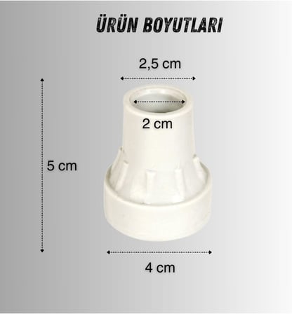 Aps Baston Lastiği Yumuşak Kaymaz Taban Baston Asa Ucu Yüksek Kalite 4'lü Avantaj Paket Gri