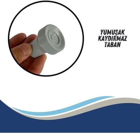 Aps Baston Lastiği Yumuşak Kaymaz Taban Baston Asa Ucu Yüksek Kalite 4'lü Avantaj Paket Gri