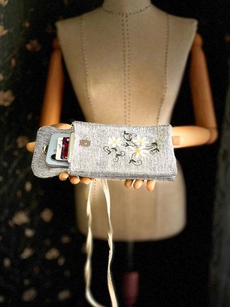 MEADOV Nakış İşlemeli Keten Telefon Çantası, Telefon Kılıfı v42