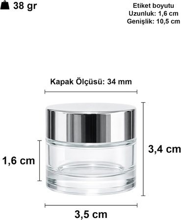 Mini Şeffaf Cam Kavanoz, 10 ml Hacimli, Sızdırmaz Aynalı Kapaklı, Krem ve Kozmetik Saklama Kutusu, Lip Balm 1 Adet