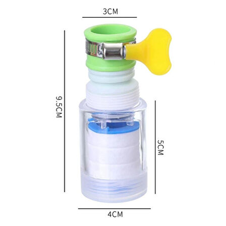 360 Derece Döner Başlıklı Musluk Ucu Su Filtresi - Temiz Su Filtre Aparatı