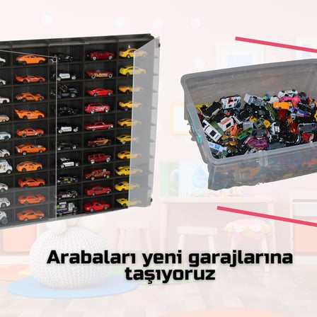 Pleksi Kapaklı 1/64 Ölçek 50Araç Hotwheels Matchbox metal araç Uyumlu Model Oyuncak Araba Rafı-Ceviz