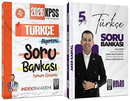Retro + İndeks 2026 KPSS Türkçe 5Yüz Soru Bankası 2 li Set - Aker Kartal Retro + İndeks Akademi Yayınları