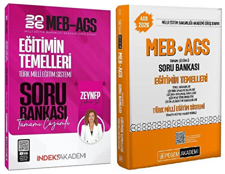 Pegem + İndeks 2026 MEB-AGS Eğitimin Temelleri ve Türk Milli Eğitim Sistemi Soru Bankası 2 li Set - Zeynep Salman İçli Pegem + İndeks Akademi Yayınları