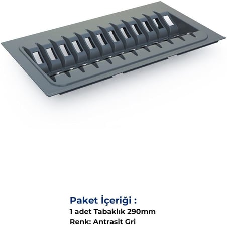 Çekmece Içi Tabaklık 29cmx48Cm, Antresit (3cm En Ve 6 Cm Boydan Kesilebilir)