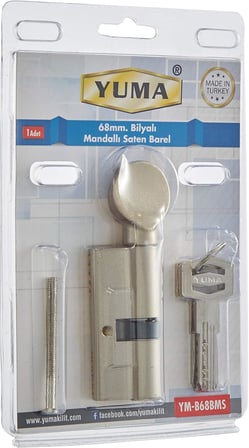 Yuma Kilit Göbeği, Mandallı Bilyalı Kilit Silindiri, Çelik Kapı Göbeği (68 mm, Nikel)