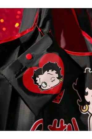 Betty Boop Siyah Katlanabilir Alışveriş Çantası